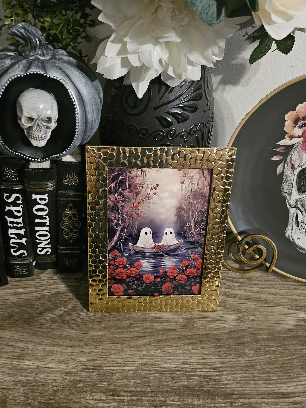 Home Accents Gold Textured Frame with Red-Accented Ghost Art Print